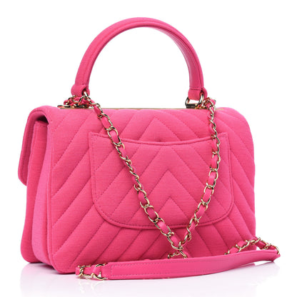 Chanel Jersey Chevron Quilted Small Trendy CC Dual Handle Flap Bag Pink 2 of 5