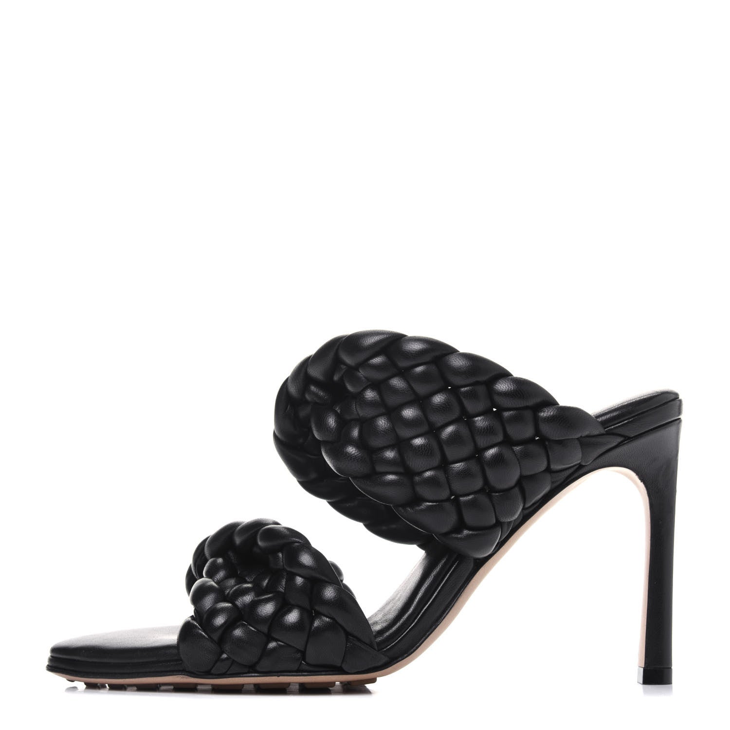 Bottega Veneta Nappa Twisted Padded Intrecciato Curve Slide Sandals 37 Black 1 of 8