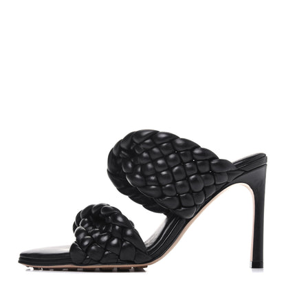 Bottega Veneta Nappa Twisted Padded Intrecciato Curve Slide Sandals 37 Black 1 of 8