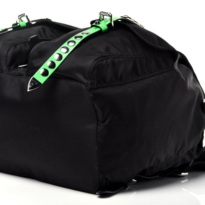 Prada Nylon New Vela Studded Backpack Black Green 9 of 10