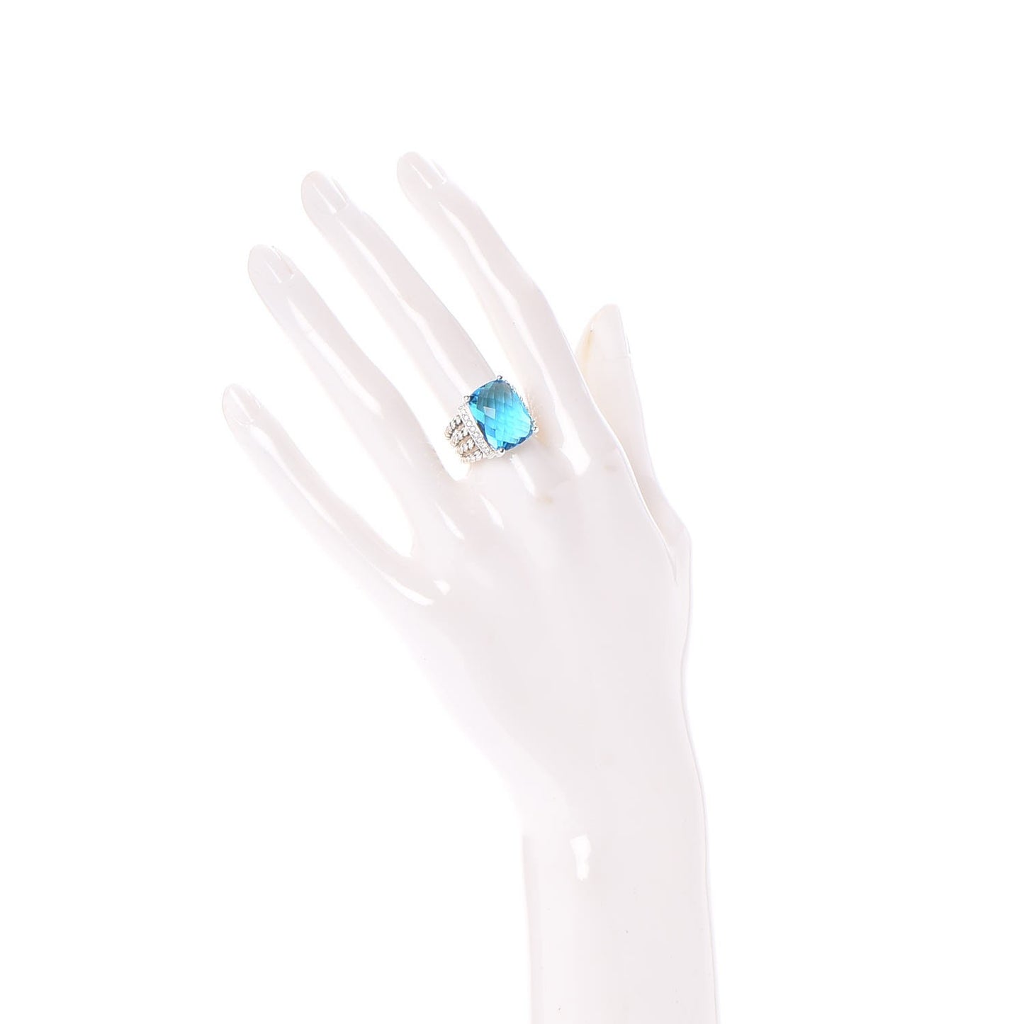 Sterling Silver Diamond Blue Topaz 16mm Wheaton Ring 52 6