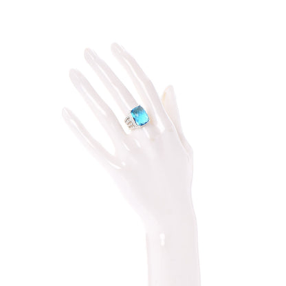David Yurman Sterling Silver Diamond Blue Topaz 16mm Wheaton Ring 52 6 2 of 4