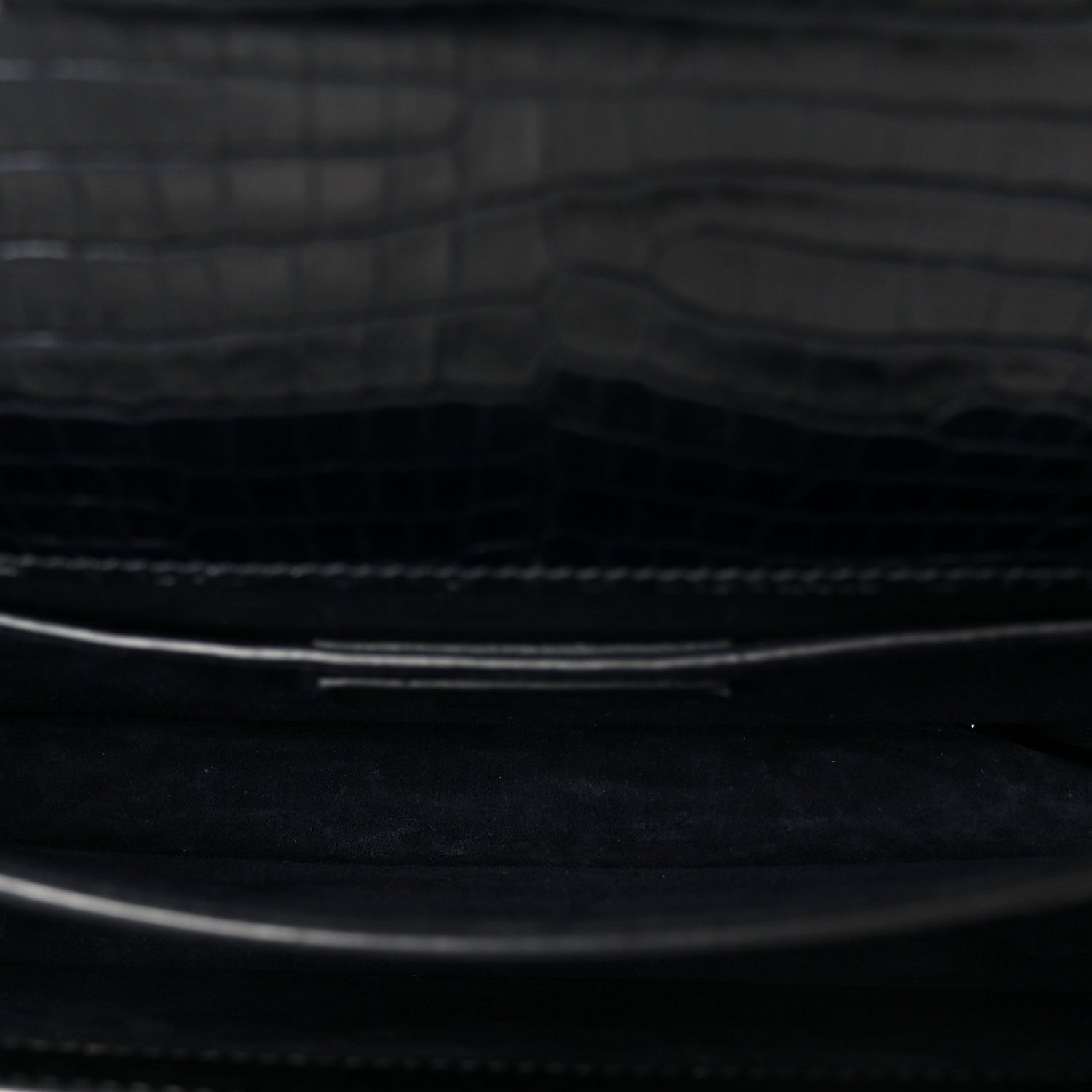Saint Laurent Calfskin Crocodile Embossed Medium Monogram Sunset  Deep Marine 5 of 12