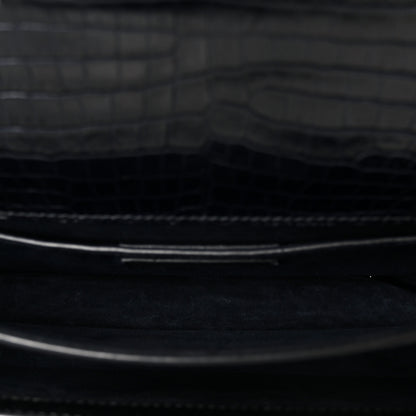 Saint Laurent Calfskin Crocodile Embossed Medium Monogram Sunset  Deep Marine 5 of 12