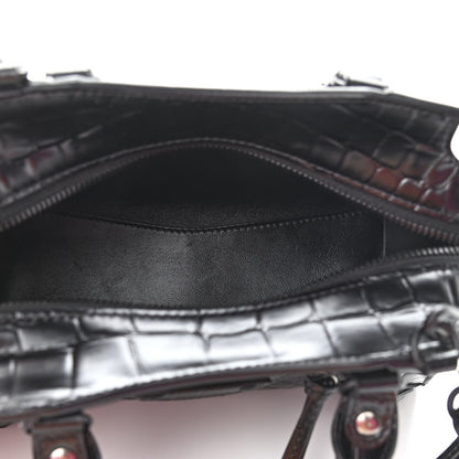 Balenciaga Semi Shiny Calfskin Crocodile Embossed Neo Classic Black Hardware Mini City Black 5 of 10