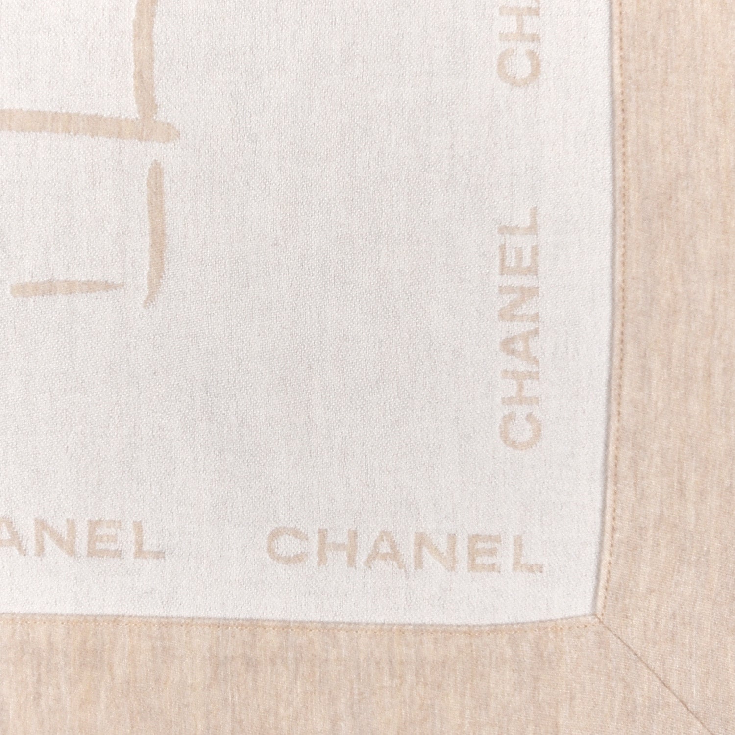 Chanel Wool Silk Lightweight Throw Blanket Beige 6 of 8