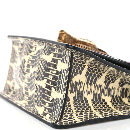 Gucci Snakeskin Pearl Mini Fox Broche Bamboo Top Handle Bag Roccia Hibiscus Red Mystic White 11 of 12