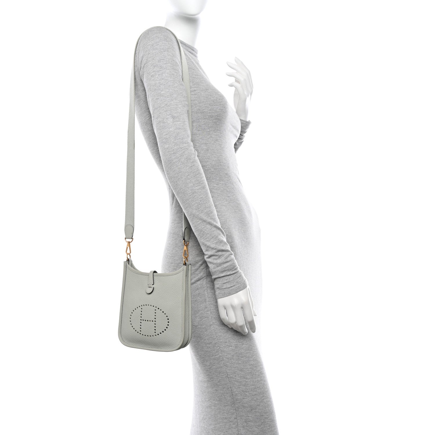 Hermes Taurillon Clemence Amazone Evelyne TPM Gris Neve 2 of 11