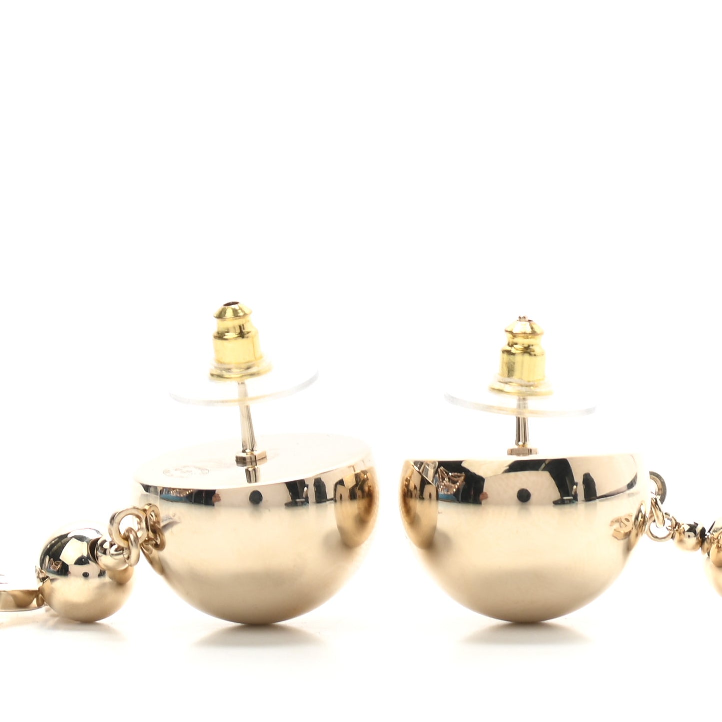 Metal CC Drop Earrings Gold