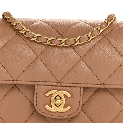 Chanel Shiny Caviar Quilted Mini Top Handle Flap Bag Camel 8 of 10