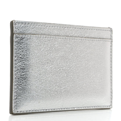 Celine Calfskin Logo Card Holder Silver 3 of 9