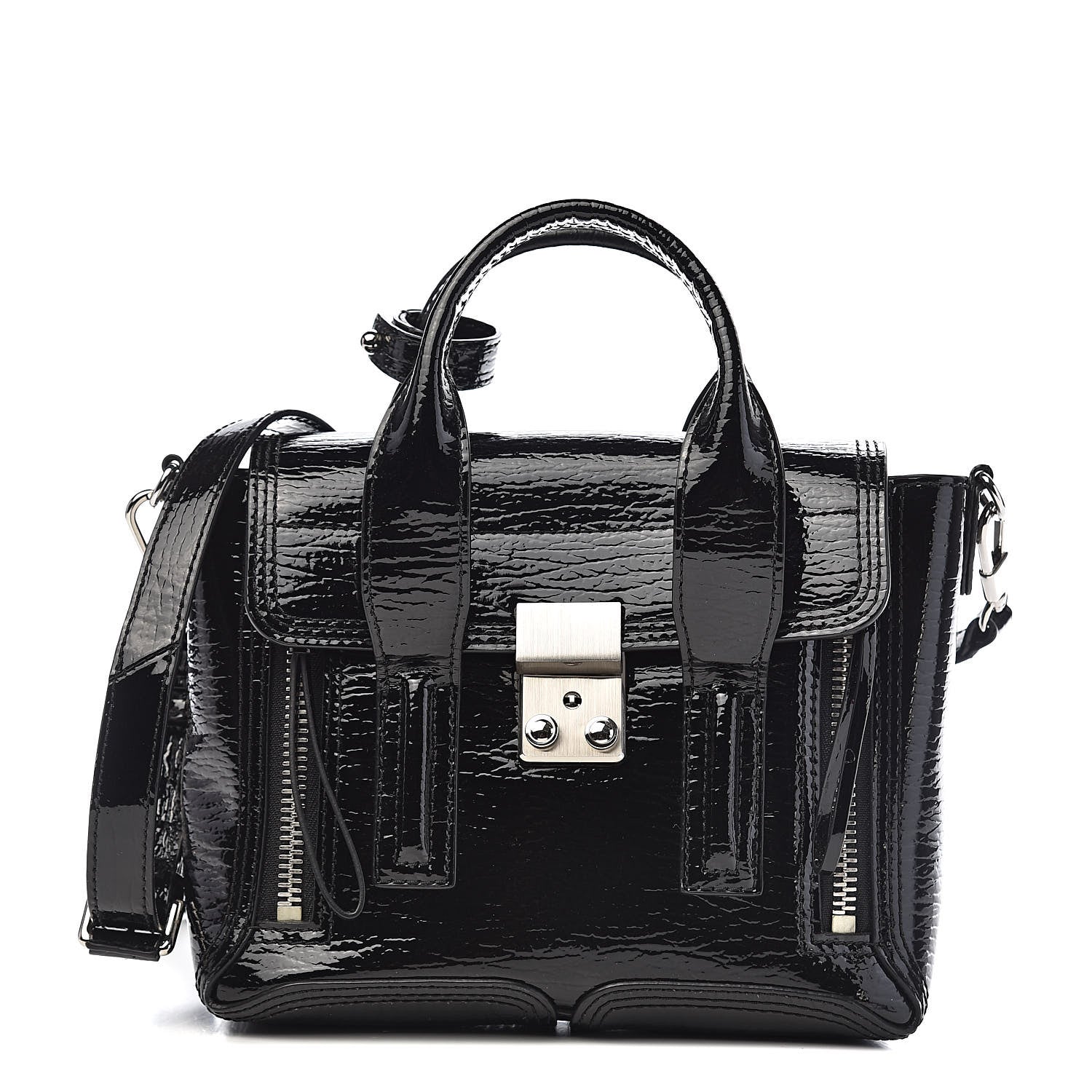 3.1 Phillip Lim 3.1 Textured Patent Mini Pashli Satchel Black 1 of 10