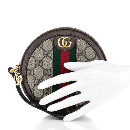 Gucci GG Supreme Monogram Web Ophidia Circle Wristlet Beige New Acero 2 of 9
