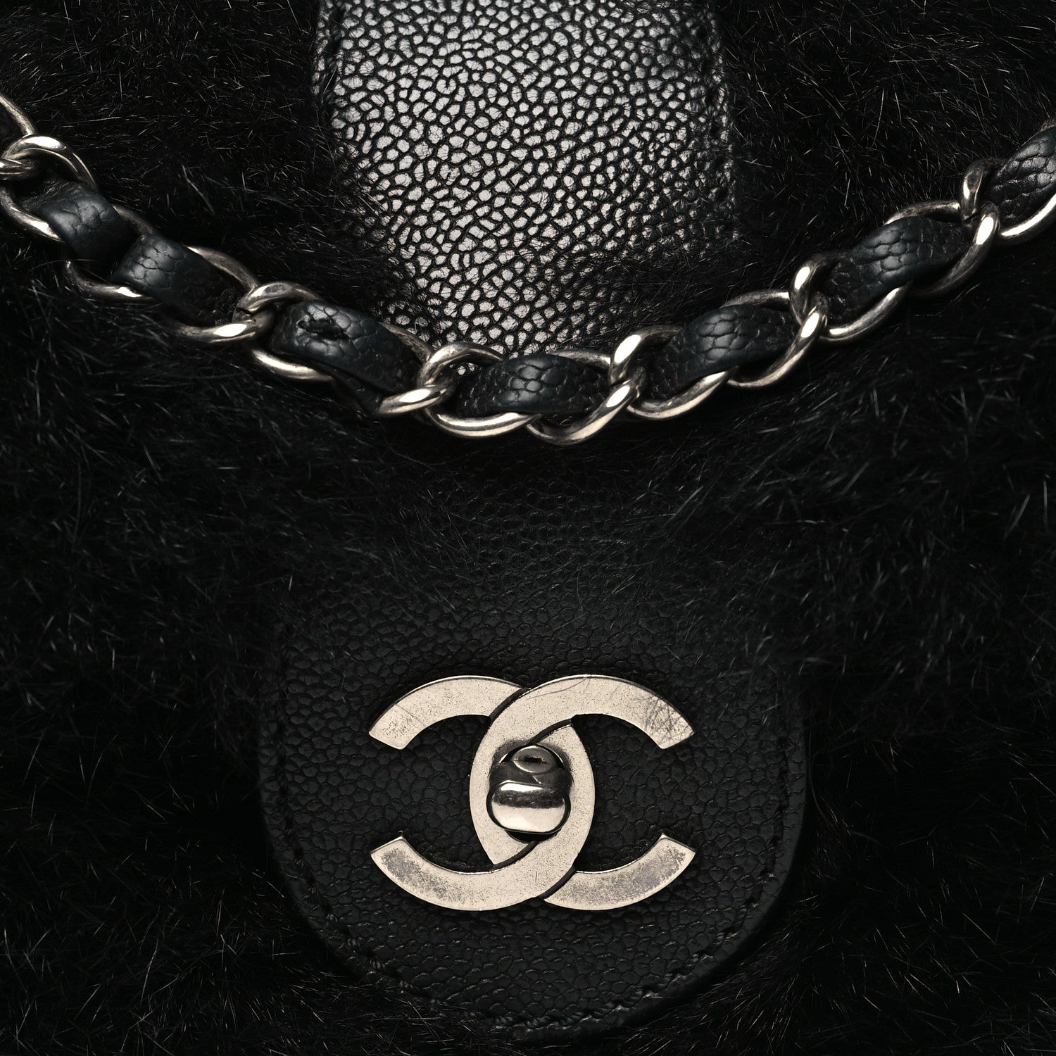 Chanel Fur Caviar Flap Black 8 of 10