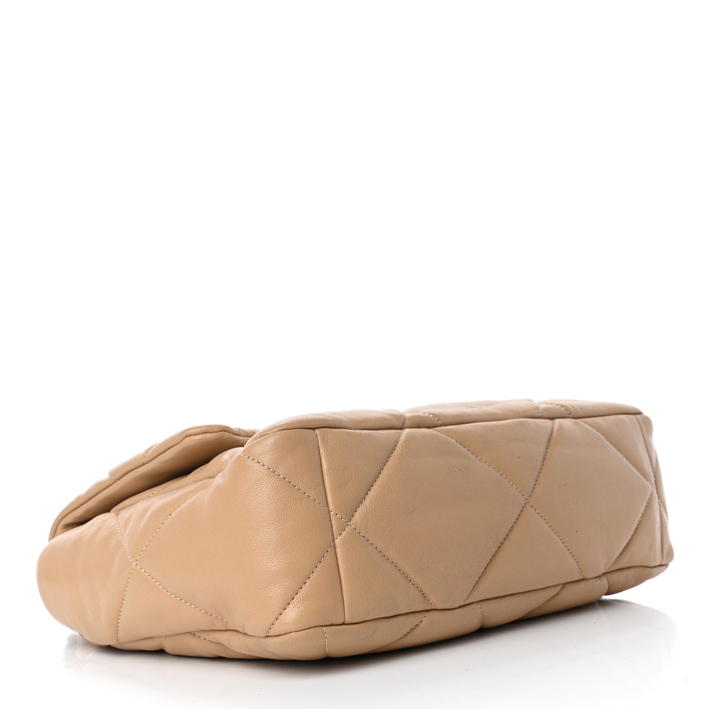 Lambskin Quilted Large Chanel 19 Flap Dark Beige