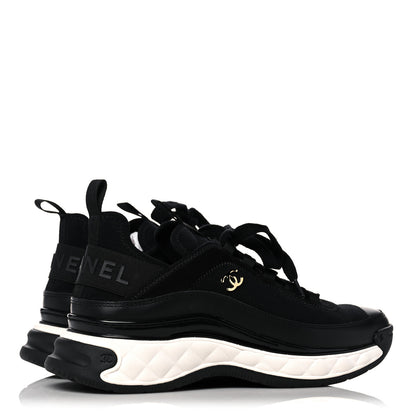 Chanel Velvet Calfskin Mixed Fibers CC Sneakers 38.5 Black 4 of 9