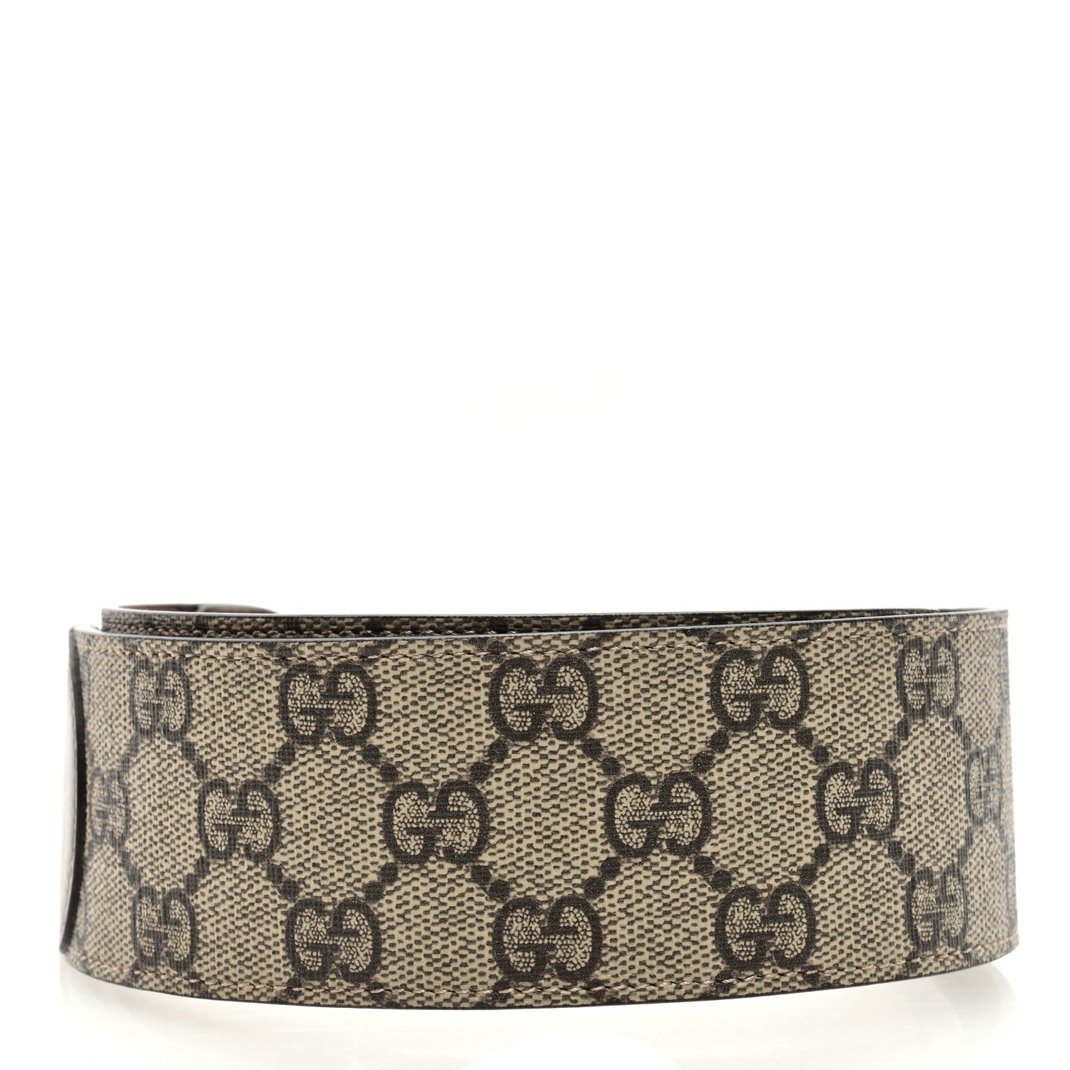 Gucci Efesto Leather GG Supreme Monogram Horsebit 50/25mm Belt 85 34 Brown Sugar Beige Ebony 2 of 4