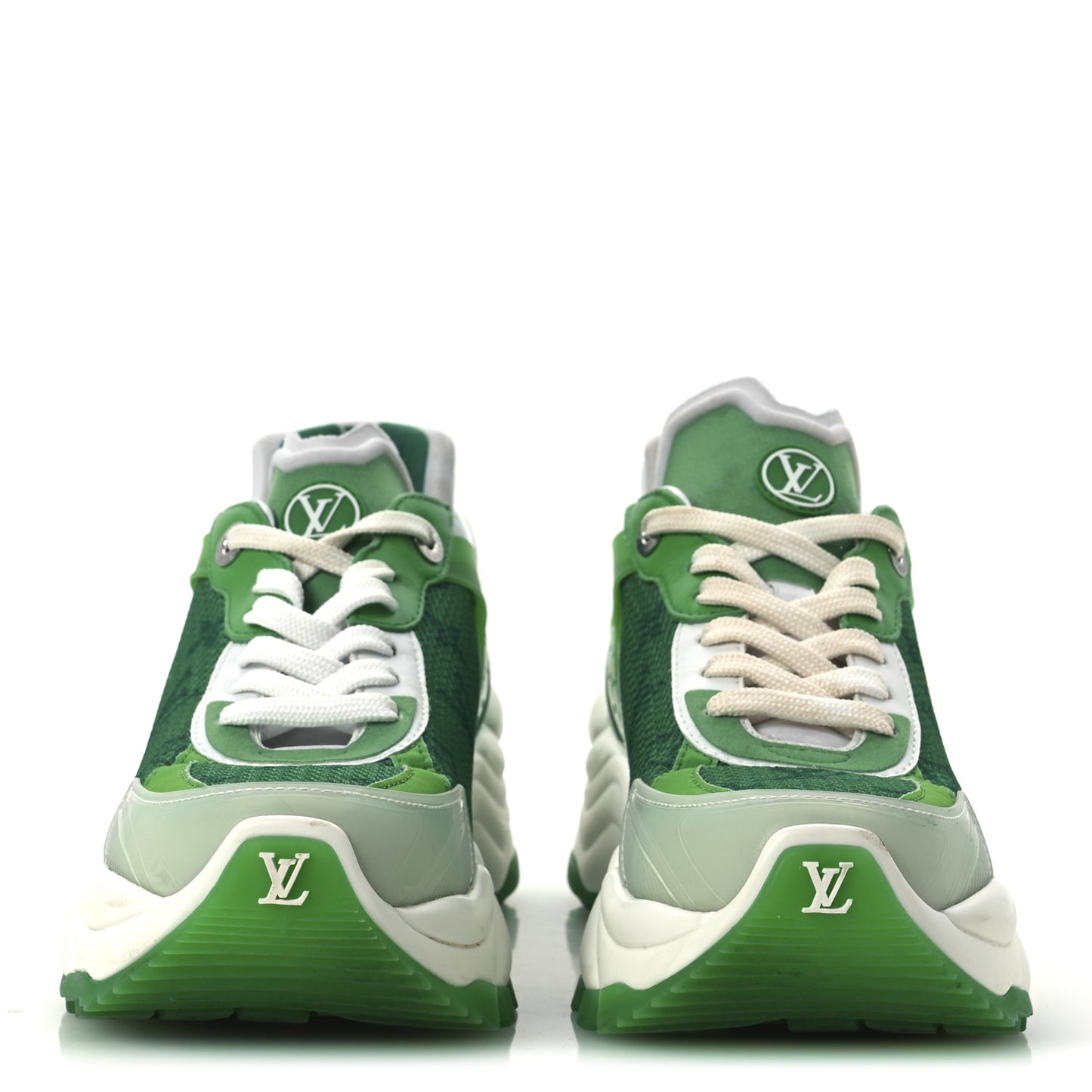 Monogram Calfskin Run 55 Sneakers 38 White Green