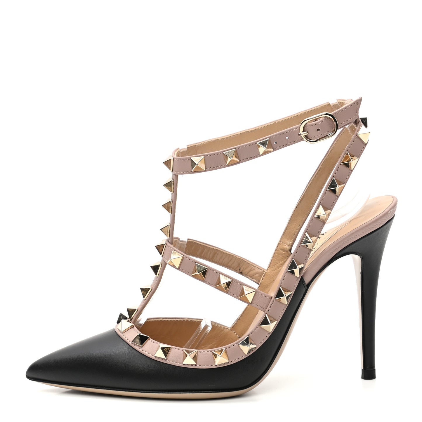 Nappa Rockstud Ankle Strap Pumps 35 Black Poudre