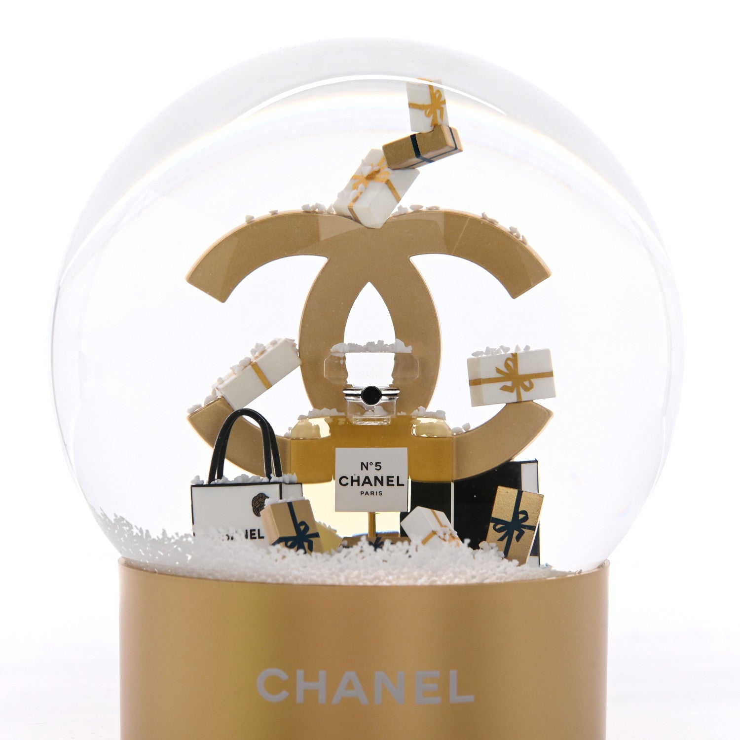 Chanel Glass CC Shopping Bag Snow Globe Gold 3 of 8