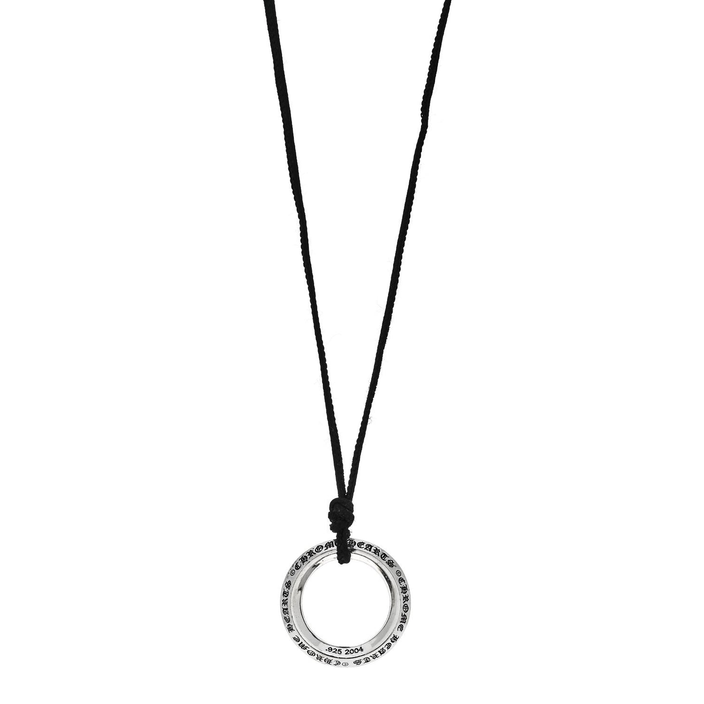 Sterling Silver Hoop Pendant Cord Necklace