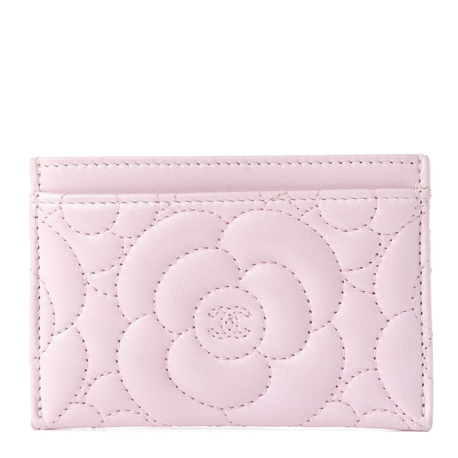 Chanel Lambskin Camellia Embossed Card Holder Pink 1 of 11