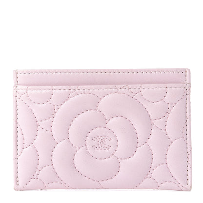 Chanel Lambskin Camellia Embossed Card Holder Pink 1 of 11