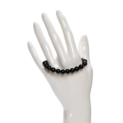 David Yurman Sterling Silver Black Onyx 8mm Spiritual Beads Adjustable Bracelet 2 of 4