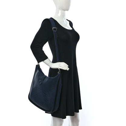 Hermes Taurillon Clemence Evelyne III GM Bleu Nuit 2 of 11