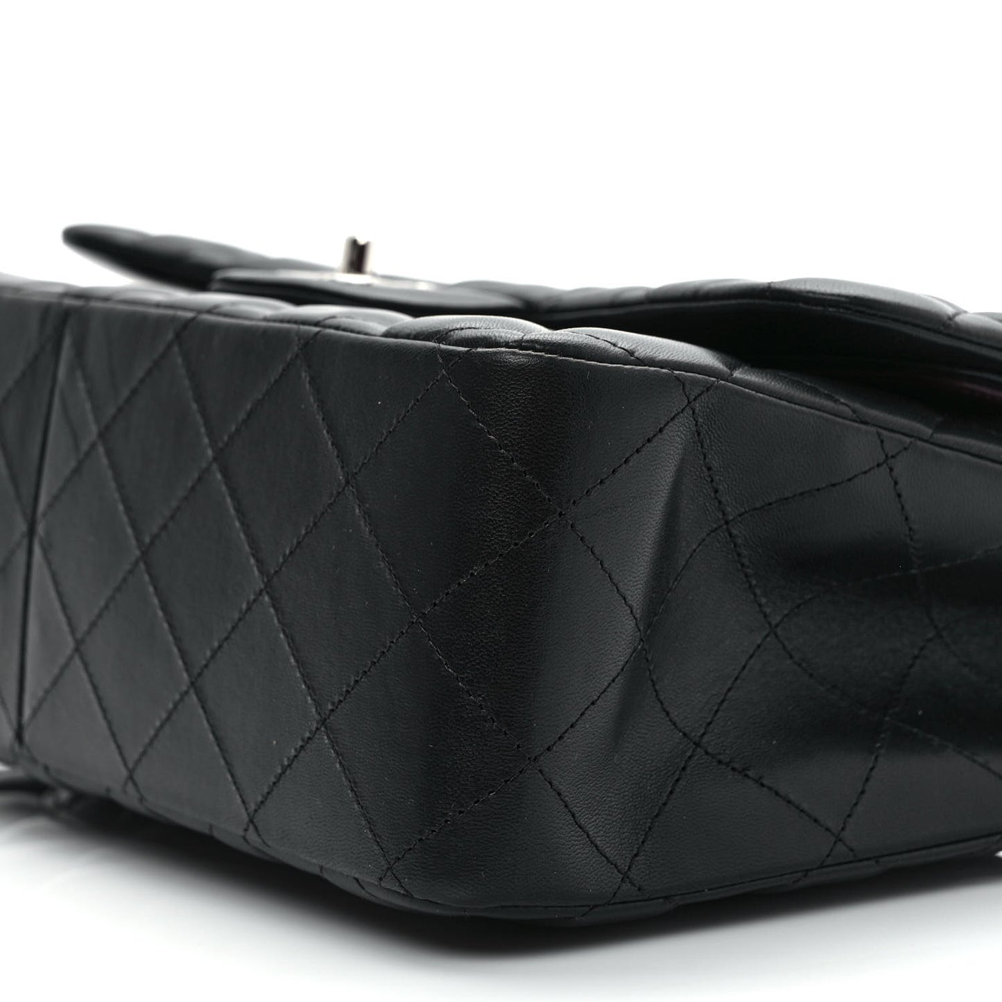 Lambskin Quilted Jumbo Double Flap Black