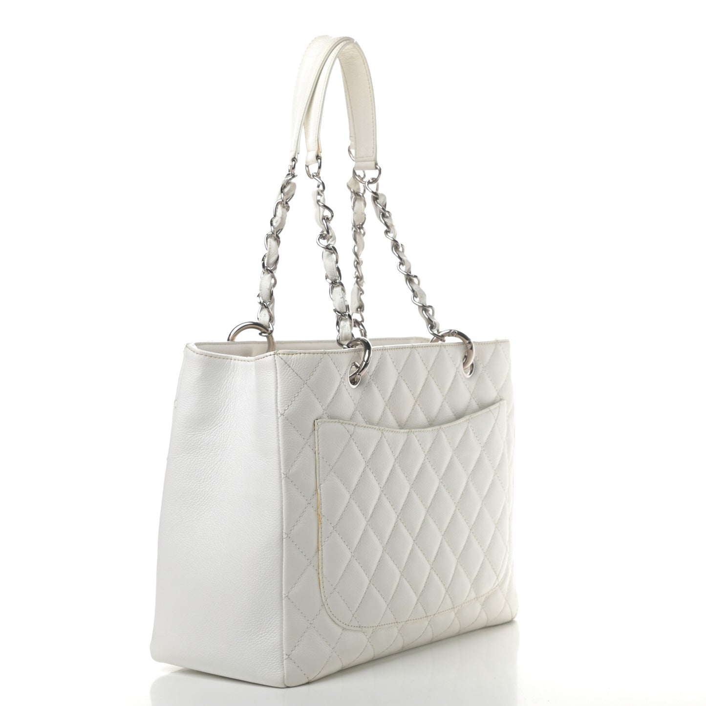 Caviar Quilted Grand Shopping Tote GST White