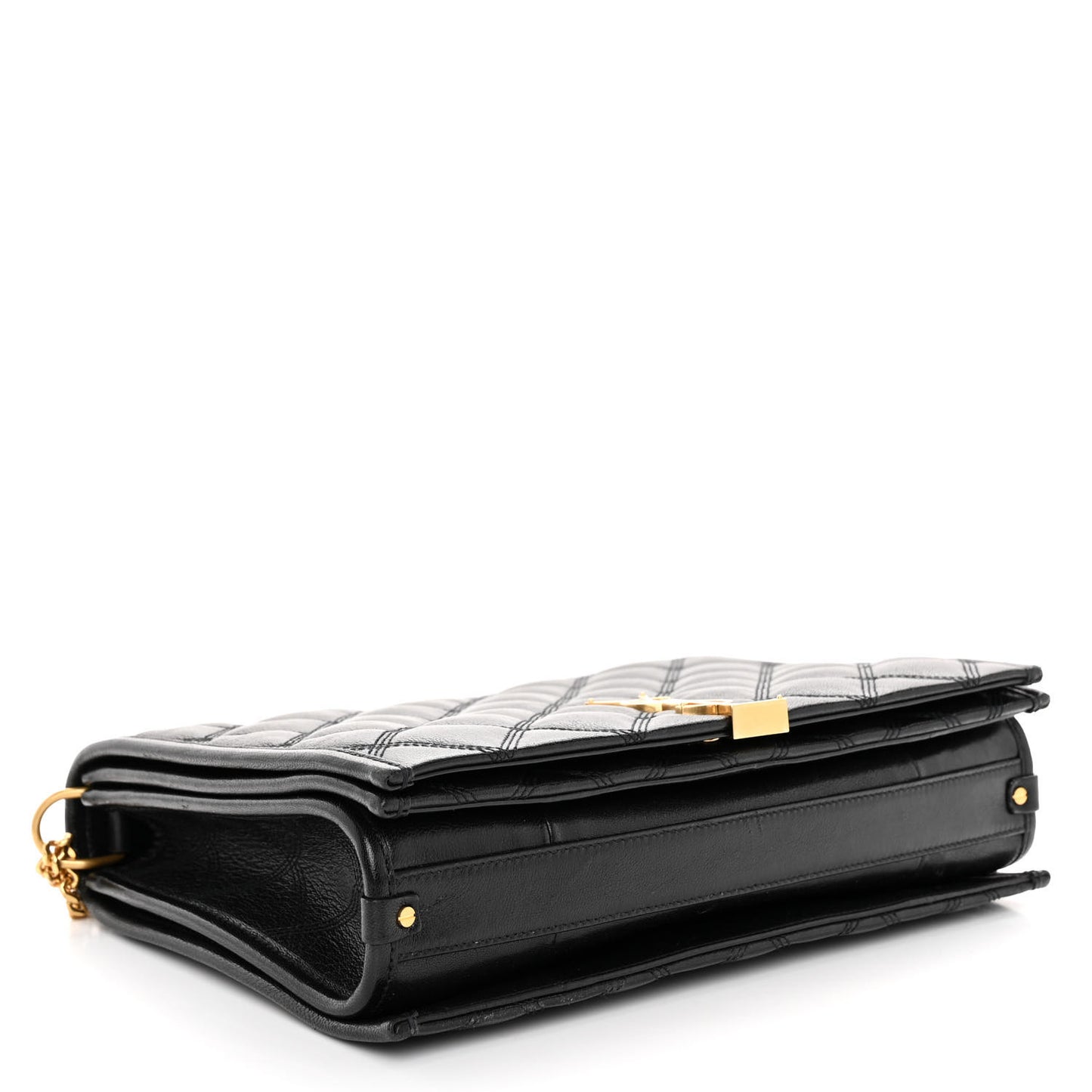 SAINT LAURENT Lambskin Quilted Small Becky Chain Bag Black