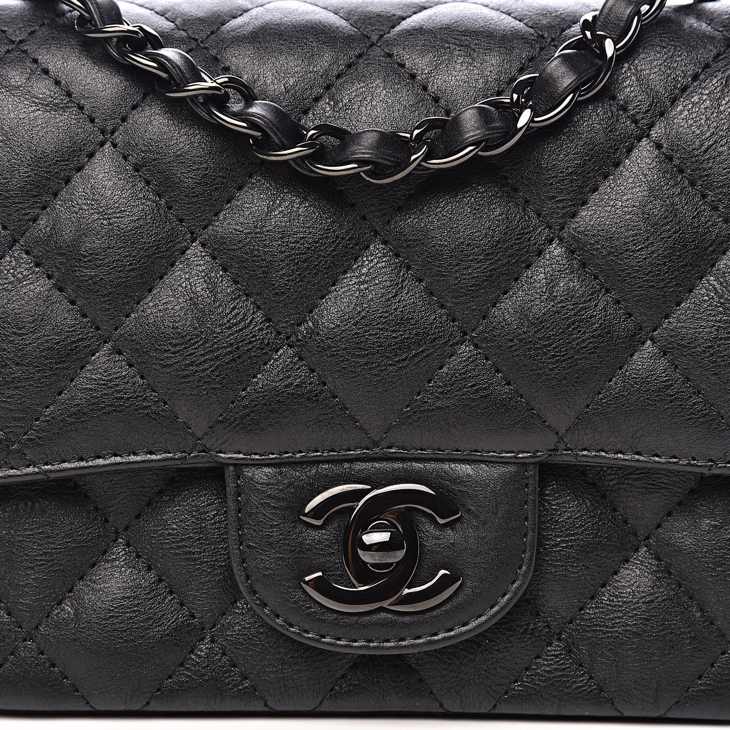 Chanel Crumpled Calfskin Quilted Mini Square Flap So Black 10 of 10