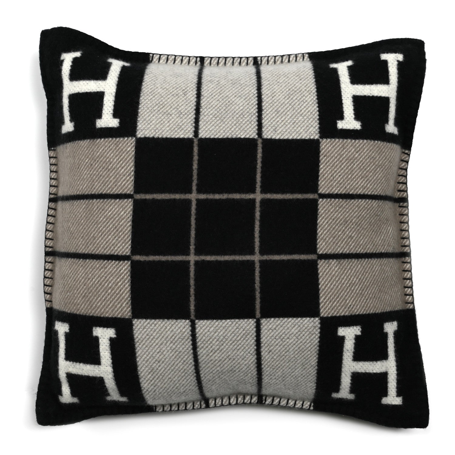 Hermes Wool Cashmere Avalon III Pillow PM Ecru Black 1 of 3