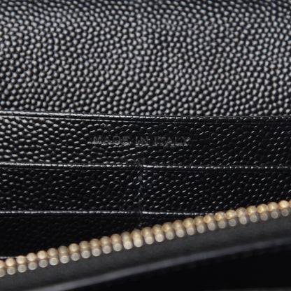 Saint Laurent Grain De Poudre Matelasse Chevron Monogram Chain Wallet Black 6 of 13