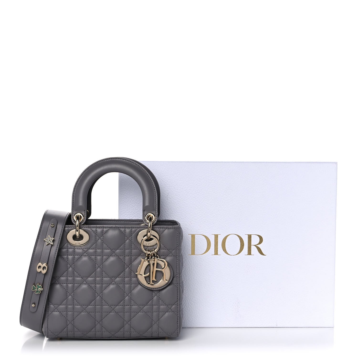 Christian Dior Lambskin Cannage Small My ABCDior Lady Dior Grey 12 of 12