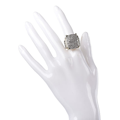 David Yurman Sterling Silver 18K Yellow Gold Diamond 20mm Wheaton Ring 55 7.25 2 of 5