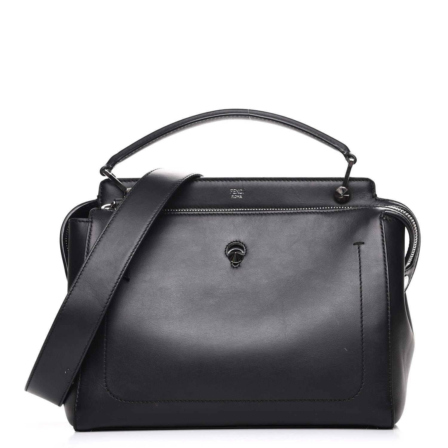Fendi Vitello Baltico Dolce DotCom Satchel Black 1 of 10