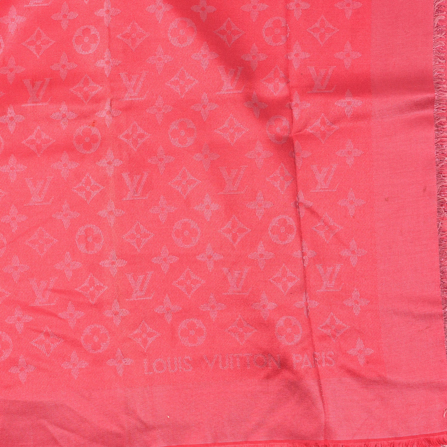 Louis Vuitton Silk Lurex Wool Monogram Shine Shawl Fuchsia 2 of 3
