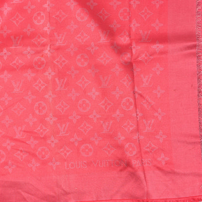 Louis Vuitton Silk Lurex Wool Monogram Shine Shawl Fuchsia 2 of 3