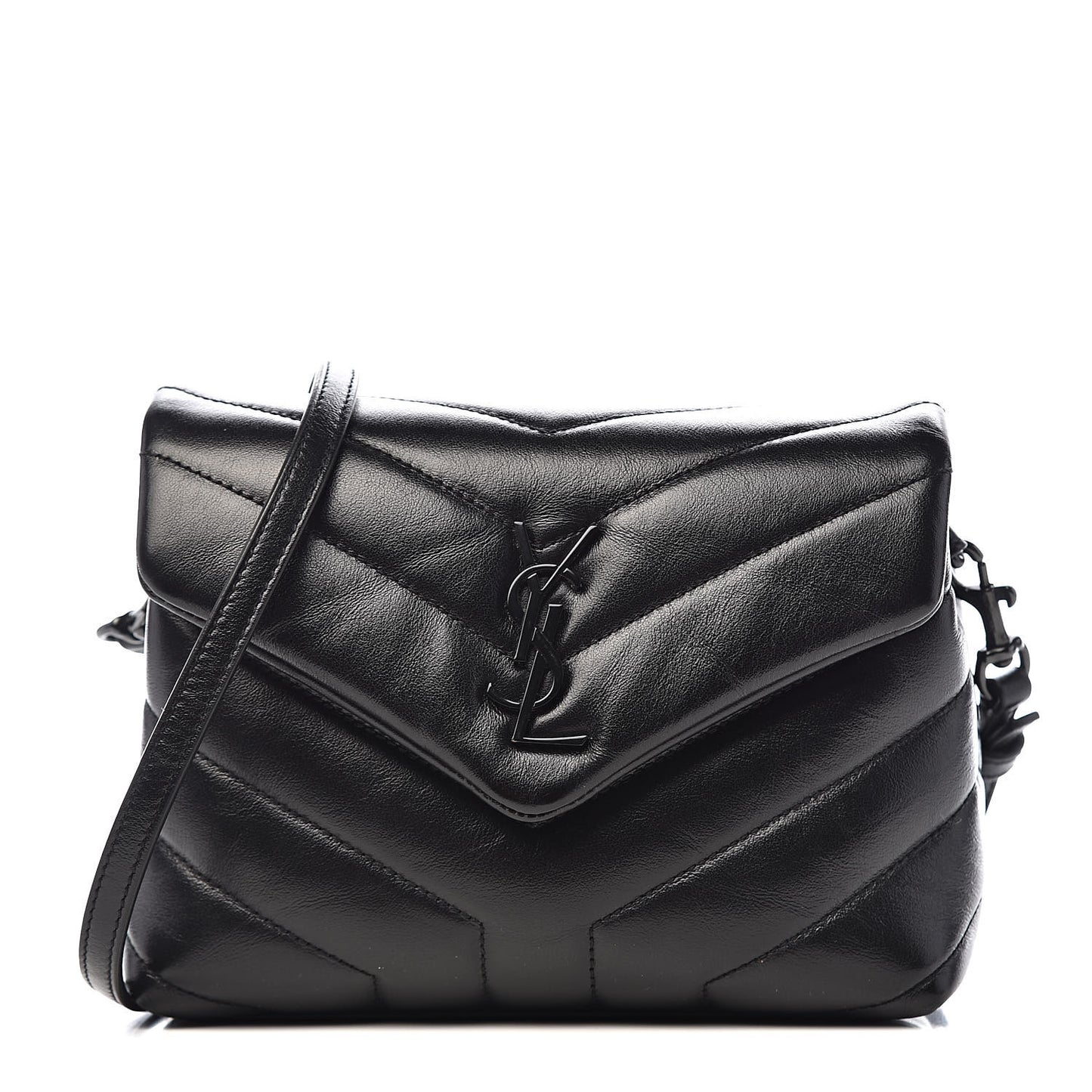 Calfskin Y Quilted Monogram Toy Loulou Crossbody Bag Black