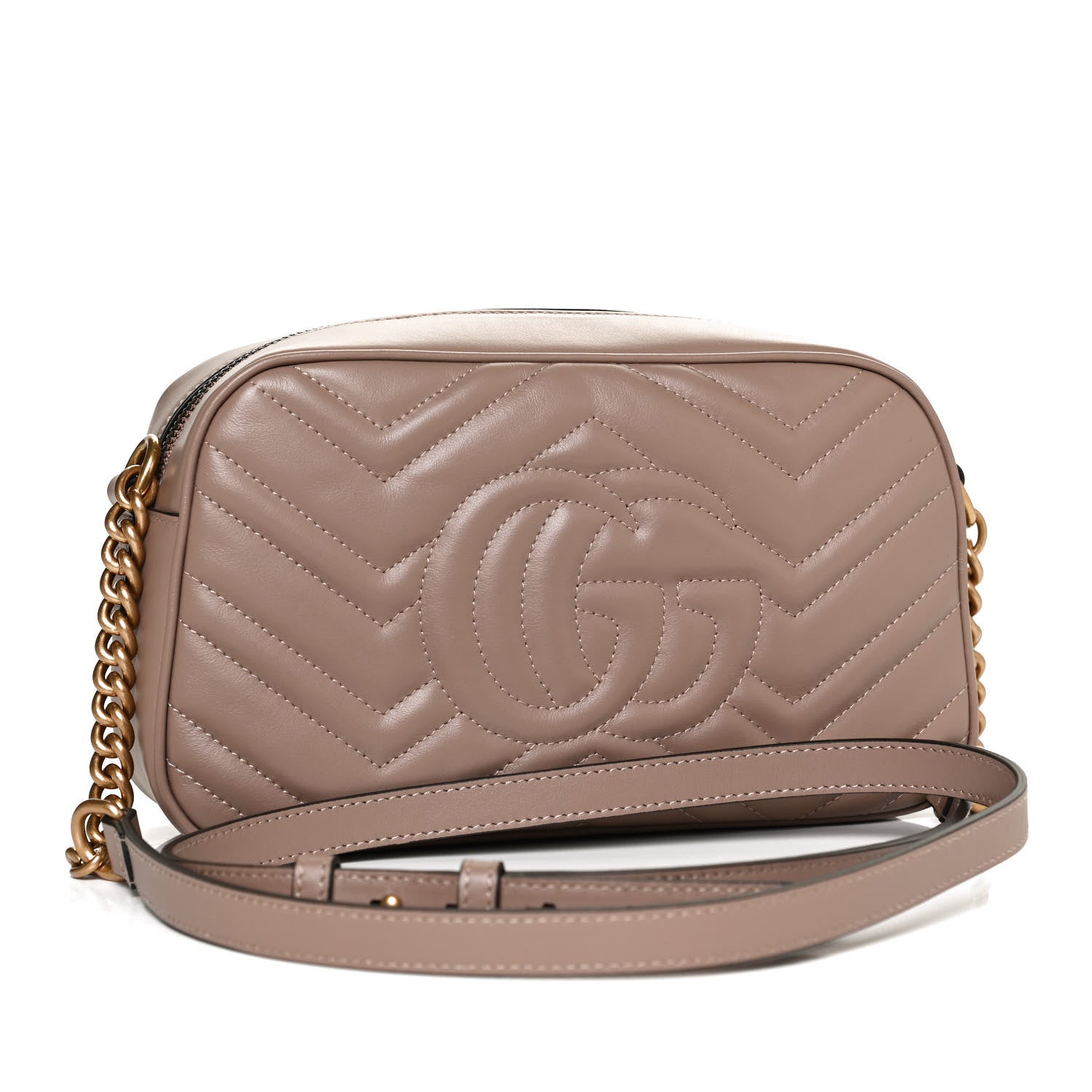 Gucci Calfskin Matelasse Small GG Marmont Chain Shoulder Bag Porcelain Rose 3 of 11
