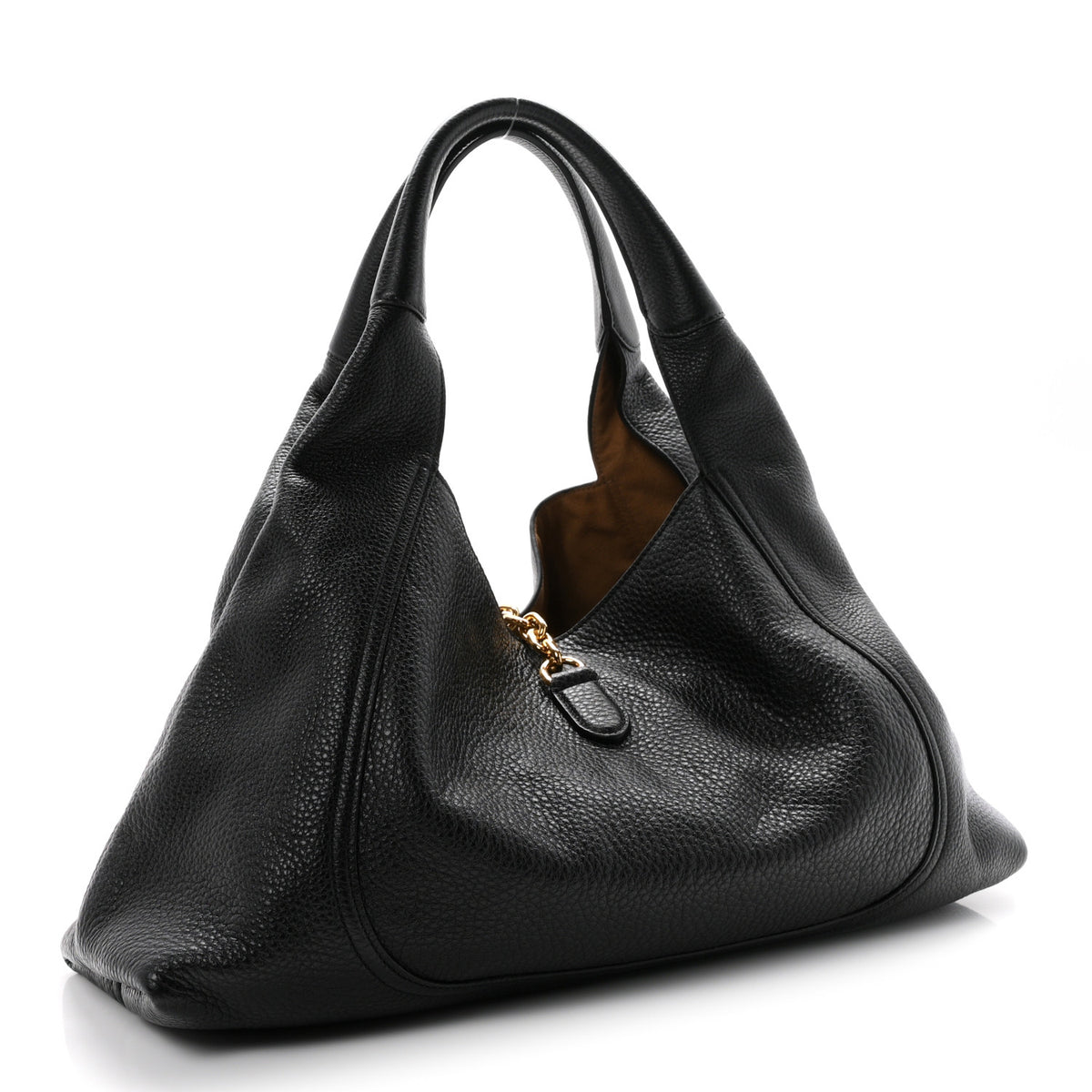 Grained Calfskin Softbit Maxi Shoulder Bag Black