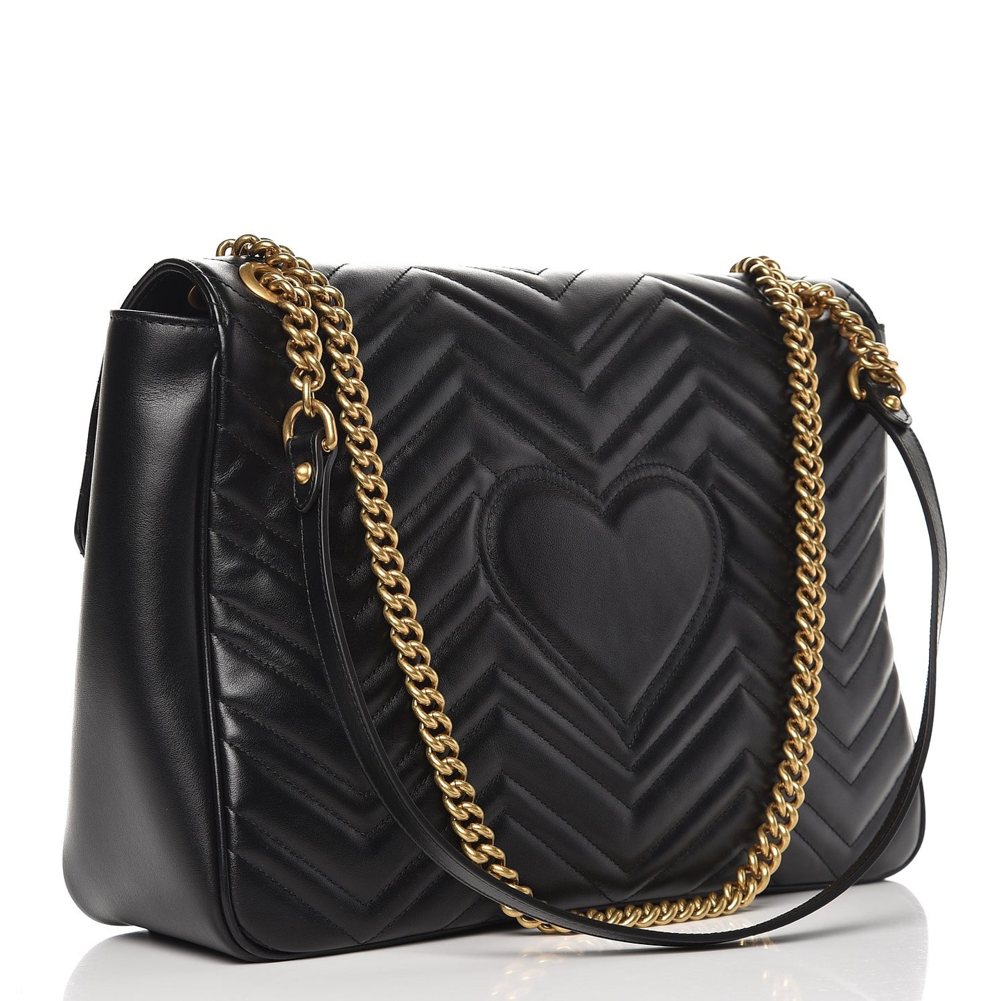 Calfskin Matelasse Large GG Marmont Shoulder Bag Black