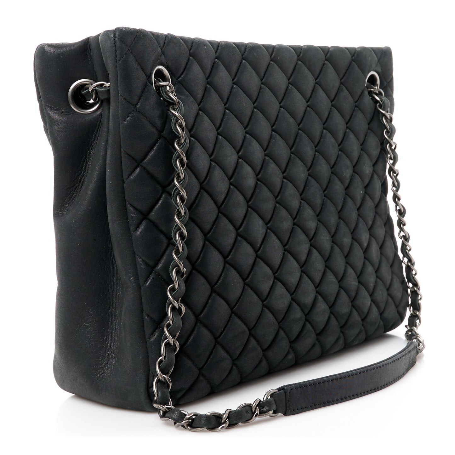 Lambskin Quilted Medium New Bubble North South Tote Black