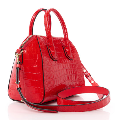Givenchy Calfskin Crocodile Embossed Mini Antigona Red 3 of 15