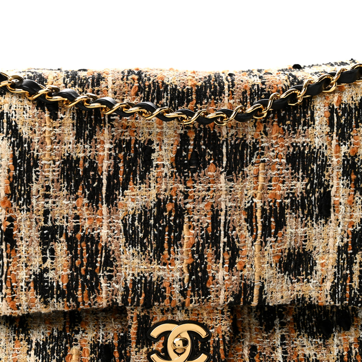 Chanel Tweed Mixed Fibers Leopard Print Souplissimo Maxi Flap Brown Black White 8 of 10