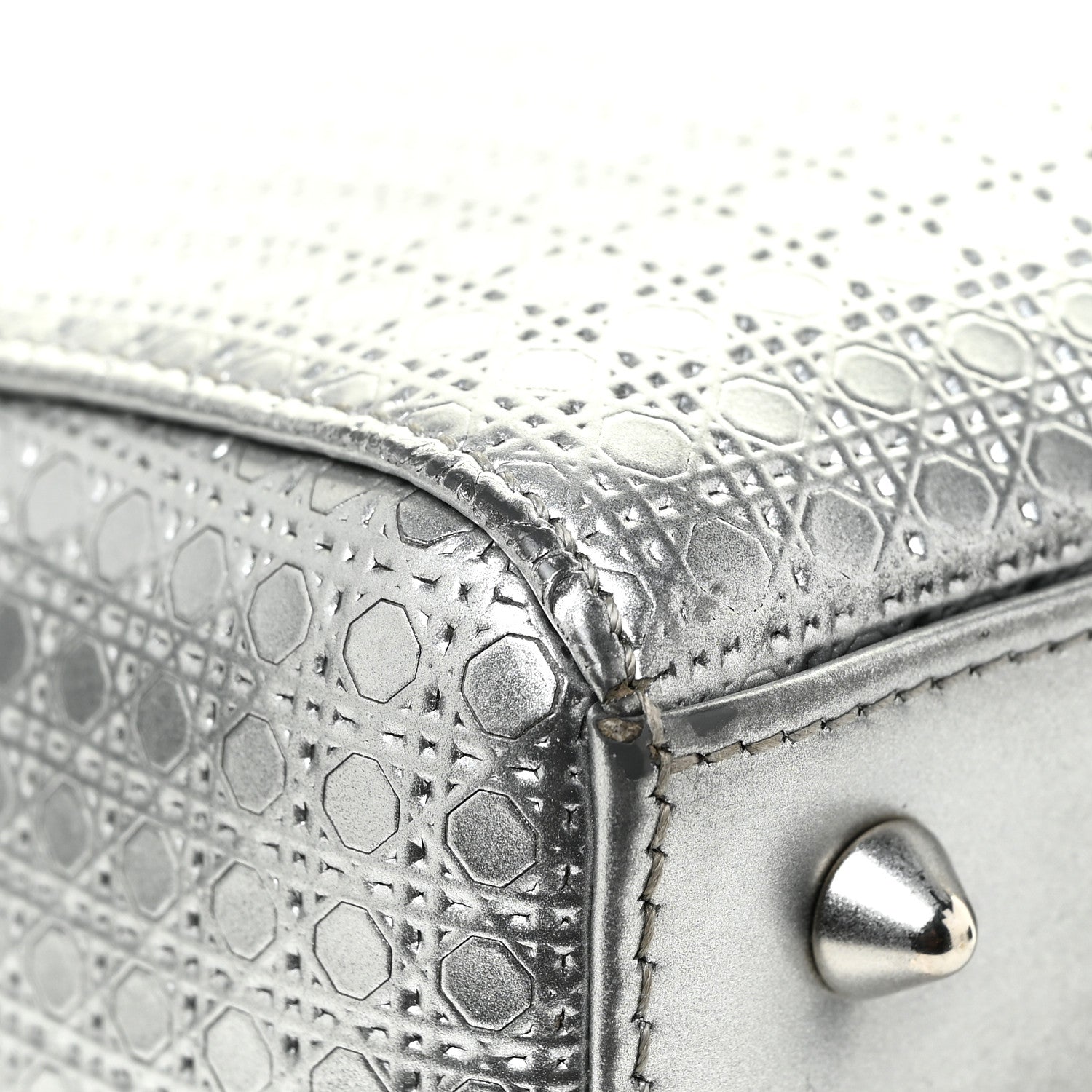 Christian Dior Metallic Patent Micro-Cannage Medium Lady Dior Silver 14 of 20