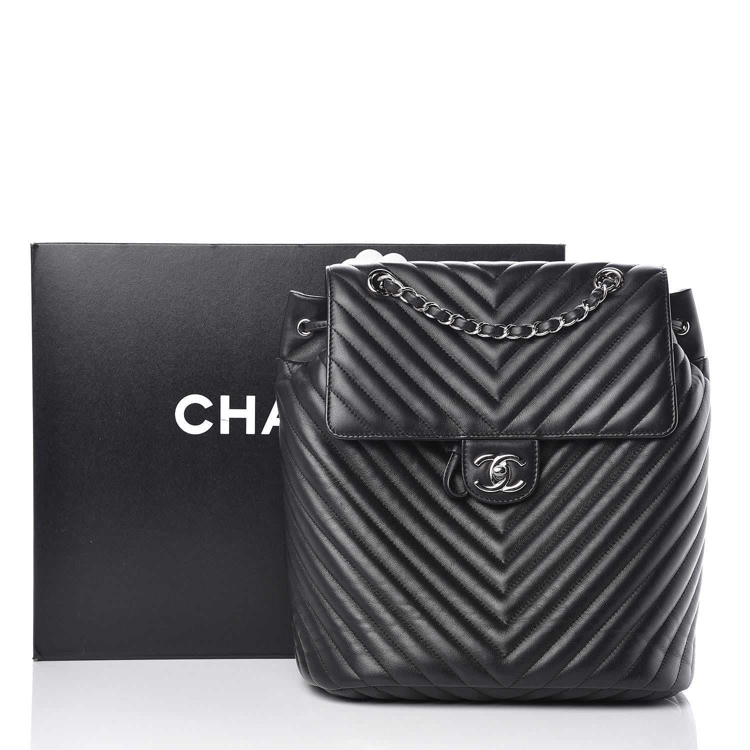 Chanel Calfskin Chevron Quilted Large Urban Spirit Backpack Black 10 of 10