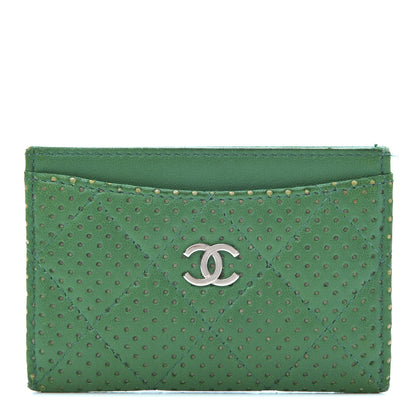 Chanel Perforated Lambskin Quilted Card Holder Green 1 of 12